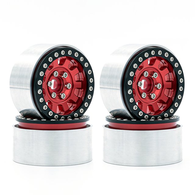 Moobody Aluminum Alloy Wheel Rim Beadlock Wheel Rims Hub 4pcs Replacement for 1/10 TRX4 Axial SCX10 90046 SCX10 III AXI03007 AXI03003 RC Car