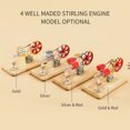 thumbnail image 3 of Stirling Engine Kit Electricity Generator Hot Air Motor Model Physical Generator Model with Flywheel Design Science Experiment Wooden Base DIY Education for Teacher Adults School Office, 3 of 7