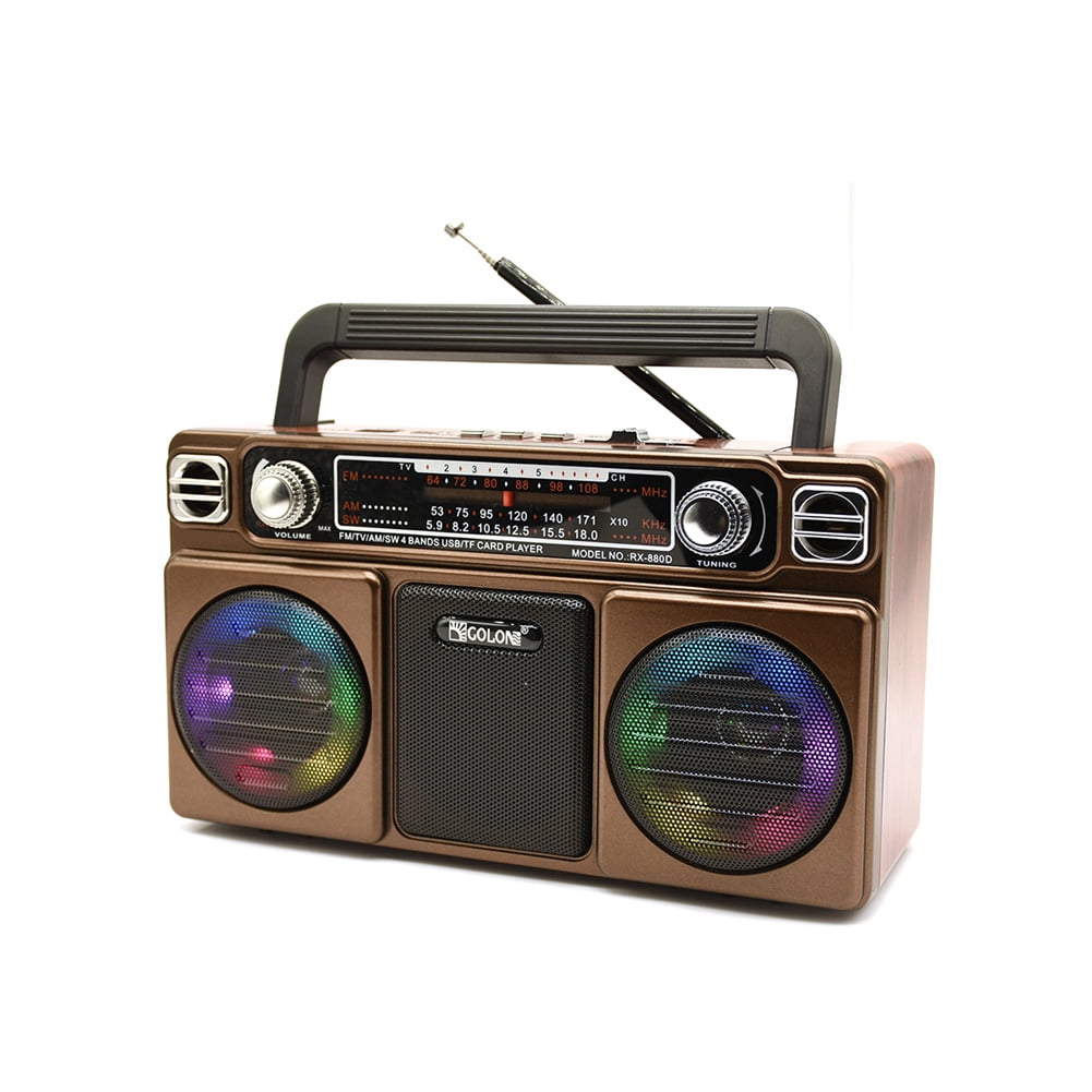 RX-880D Enregistreur Radio Portable Haut-Parleurs Style Rétro Antique Radio à Cassette pour Extérieur Radio Multibande, AM, FM, SW, USB, MP3