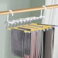 thumbnail image 4 of Yellow 9 Bar Foldable Pants Hanger Adjustable Stainless Steel Clothes organizer for Closet Space Saving Storage Rack 13.07X9.45X6.22 Inches Stainless Steel Yellow, 4 of 7
