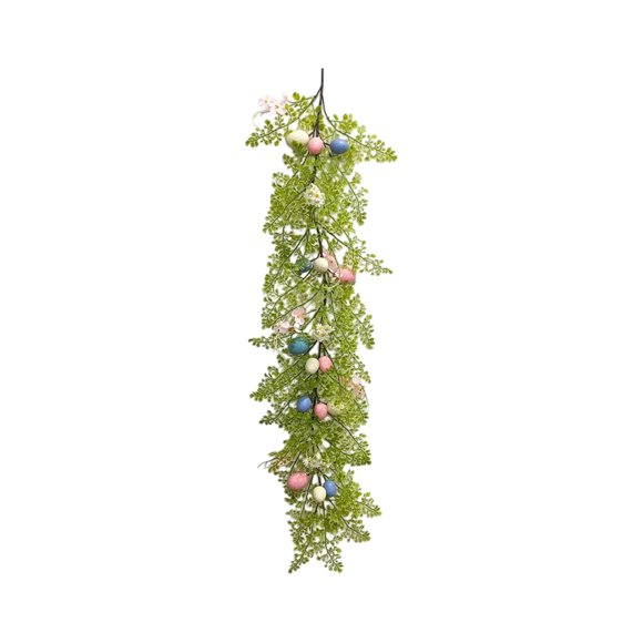 Easter Decorations for the Home Plastic Vine Garland with Colorful Eggs and Leaves 45.28 in Long for Indoor Outdoor Door Mantel Patio Porch Use