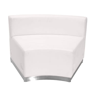 Chaise concave en cuir blanc Melrose de la série HERCULES Alon avec base en acier inoxydable brossé
