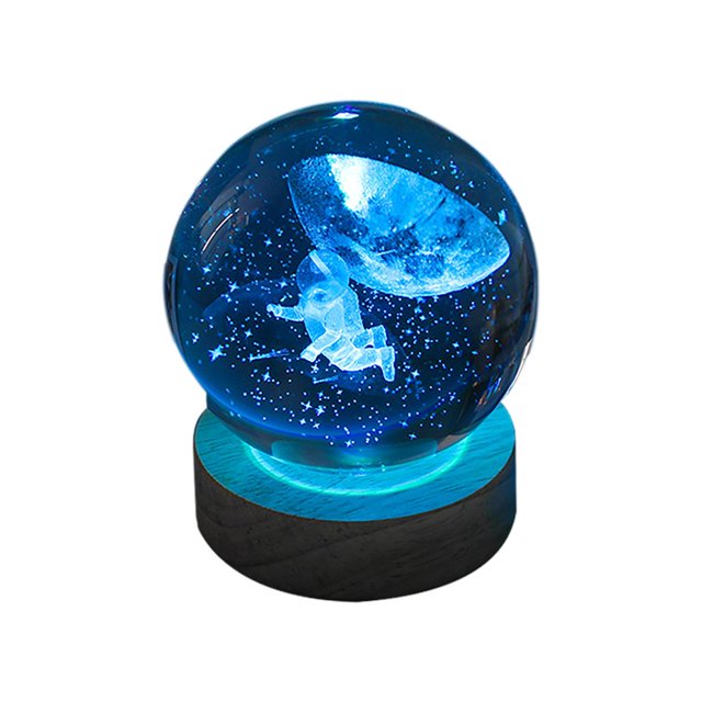MesaSe 3d Glowing Crystal Ball Night Light Ornament Creative Coloful Night Scene Lamp With Base For Home Decor Gift