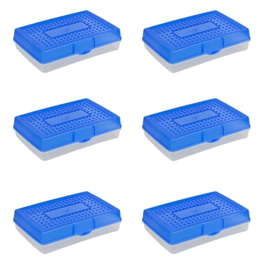 Storex Large Plastic Pencil Box for Elementary School, 11.25 x 7.75 x 3 in, Blue, 1 Count