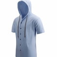 thumbnail image 4 of RXMEKW Cardigan à Capuche Léger en Polyester pour Hommes, Haut Décontracté à Manches Courtes à Boutons devant pour Hommes, Coupe Régulière, 4 of 9
