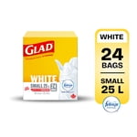 Glad White Garbage Bags - Small 25 Litres - Febreze Fresh Clean Scent, 24 Trash Bags
