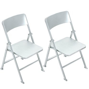 Shisuyan Chaise Pliante de Maison de Poupée Argent 2 Pcs 5.89x3.69x3.30 Po