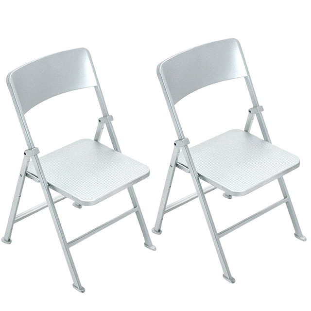 Shisuyan Chaise Pliante de Maison de Poupée Argent 2 Pcs 5.89x3.69x3.30 Po
