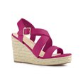 thumbnail image 1 of BLISSFUL STEP Sandales Compensées Espadrilles pour Femmes à Bride Cheville Croisée Rose Vif 8,5, 1 of 7