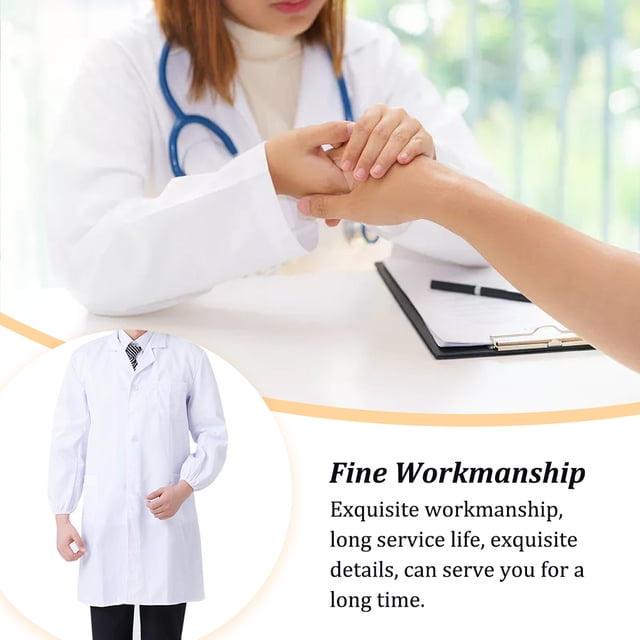 Laboratory Coat Buttons Multi Pocket Short Sleeve Pet Shop School Factory Work Clothes Internship Section Beautician Use Long Sleeve S