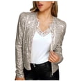 thumbnail image 3 of QIPOPIQ Veste à Paillettes pour Femmes avec Poches Décontractée à Manches Longues Fermeture Éclair devant Bomber de Fête Blazer P-2TG Liquidation, 3 of 8