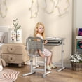 thumbnail image 2 of Qaba Ensemble Bureau et Chaise pour Enfants à Hauteur Réglable avec Plateau Inclinable, Gris, 2 of 10