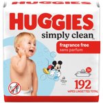 Huggies Simply Clean Les bébés espiègles, UNSCENTED, 3 Flip Top Packs, 192 Essuie-glaces