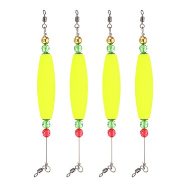 UXcell Fishing Bobbers Floats 8.3 Inch, 4 Pack Olive Fishing Bobbers Popping Corks Float Weighted Bobbers Fishing Tackle, Yellow