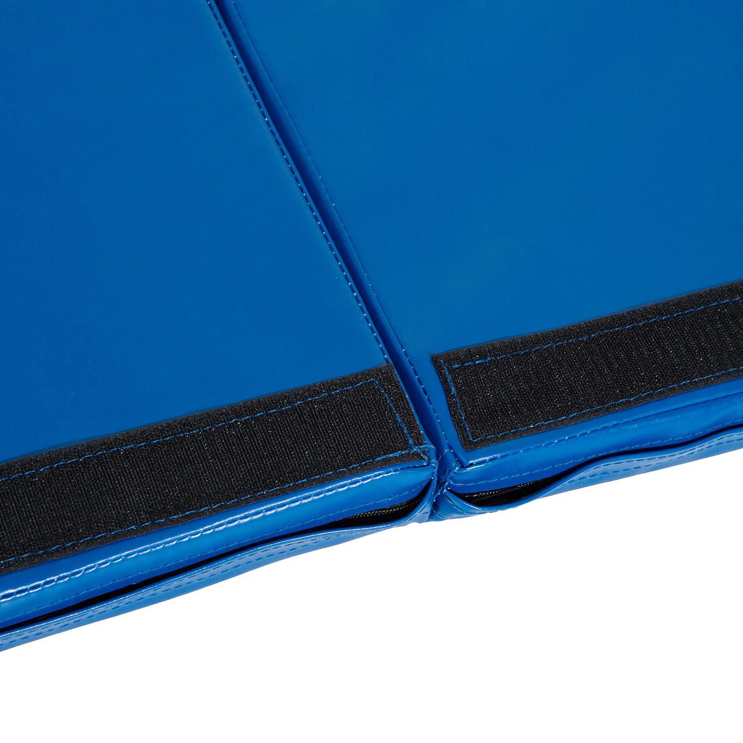 Soozier tapis de gymnastique pliable 10,2 x 15,2 x 5,1 cm, tapis d'exercice avec poignées de transport pour yoga, MMA, arts martiaux, étirements, entraînements de base, bleu