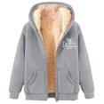 thumbnail image 2 of LOVZFMLL Jackets for Women's Fashionable Printed Fleece Hooded Sweatshirt Jacket, 2 of 4