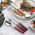 thumbnail image 3 of 6pcs/set Stainless Steel Cutlery Set With Wood Handle Holder Fork Spoon Knife Set Kitchen Dinnerware, 3 of 5