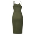 thumbnail image 2 of Women Stretchy Slim Dress, Ribbed Knit Dress Tight Fit Round Neck  For Party Army Green XXL, 2 of 8