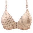 thumbnail image 2 of Sentmoon Push up Bras for Women Plus Size No Underwire Bras for Women Comfortable Front Closure Button Print Anti-Sagging Seamless Sleep Bras Women's Lightweight for Dating Outfits Beige 38, 2 of 3