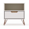 thumbnail image 1 of Manhattan Comfort Rockefeller Modern 1 Drawer Nightstand, Off White & Nature, 1 of 7