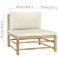 thumbnail image 4 of vidaXL 4 Piece Garden Lounge Set with Cream White Cushions Bamboo, 4 of 5