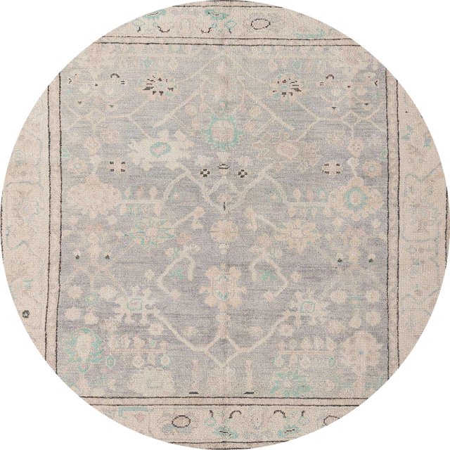 Ahgly Company Indoor Round Abstract Desert Sand Beige Oriental Area Rugs, 8' Round