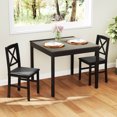 thumbnail image 2 of Costway 3 PCS Dining Table Set Wooden Square Kitchen Table with 2 Upholstered Chairs Gray, 2 of 10