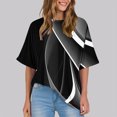 thumbnail image 2 of Pisexur Hauts d'Été pour Femmes Mode Décontractée Manches Courtes Col Rond T-Shirts Confortables Amples Surdimensionnés Imprimé Floral Blouses Hauts Mode T-Shirts Imprimés Graphiques Grande Taille Tops de Sortie S-5TG, 2 of 7