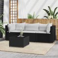 thumbnail image 1 of vidaXL 4 Piece Garden Lounge Set with Cushions Black Poly Rattan, 1 of 5