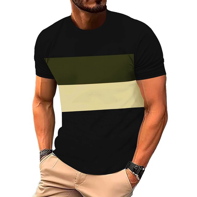Maplenight T-Shirt Homme Manches Courtes Col Rond T-Shirt Décontracté Été Bloc de Couleur T-Shirt Classique Basique