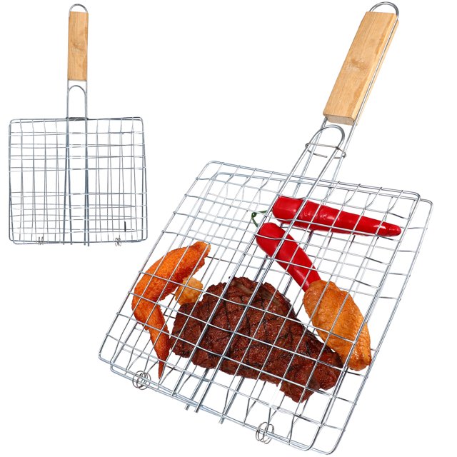 Miangastore Barbecue en Acier Inoxydable avec Pince pour Filet de Cuisson pour un Rangement Pratique Kaki 2 Pcs
