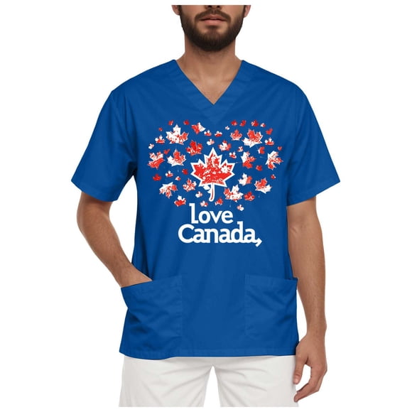 Ramiter Canada Tshirt Canada Maple Leaf Pride Tee True North Fashion Canadian Patriotic Apparel Mens Novelty T-Shirt,1st of July Gifts Blue,M