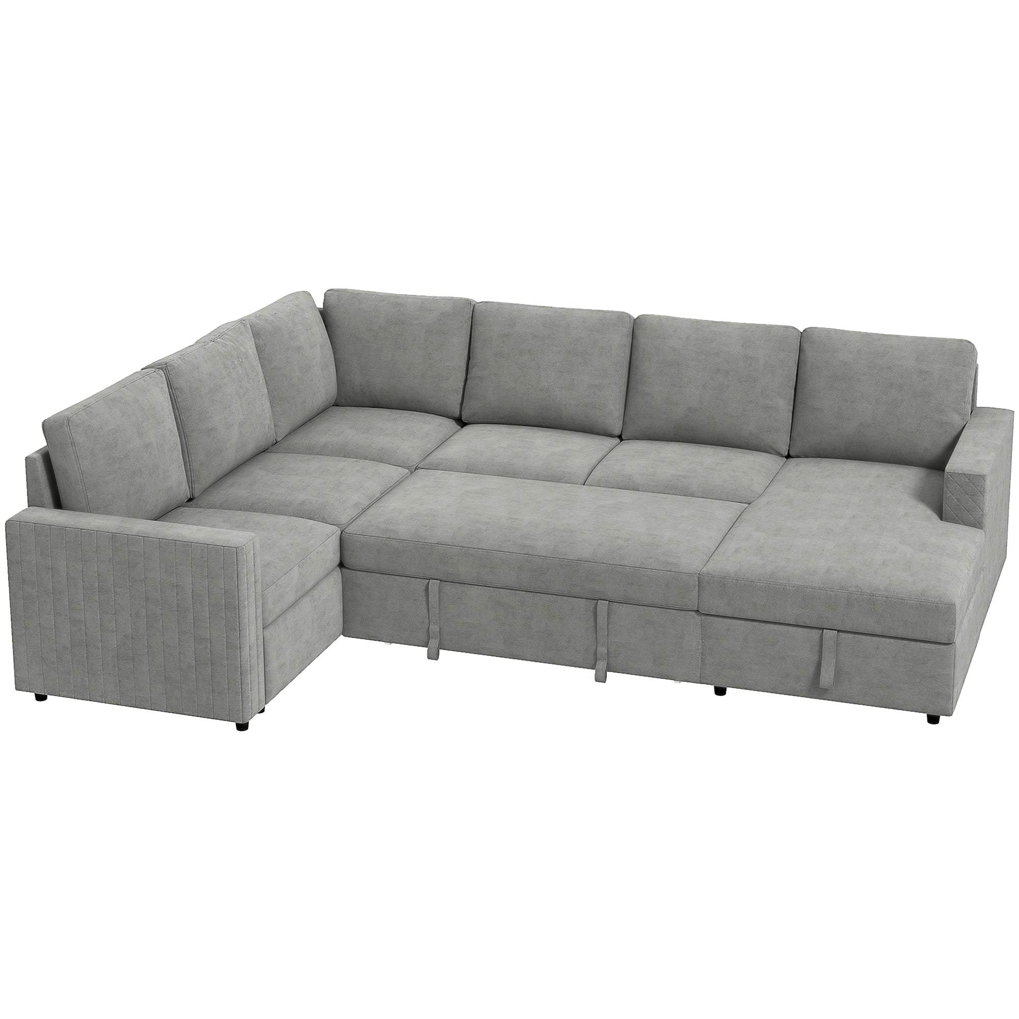 HOMCOM U-Shaped Sofa Bed, Pull Out Sleeper Couch with Chaise Storage