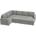 HOMCOM U-Shaped Sofa Bed, Pull Out Sleeper Couch with Chaise Storage