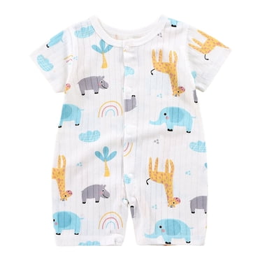 dmqupv Baby Boy Summer Romper Baby Cotton Jacquard Double Button Climbing Suit Simple And Fashionable Yellow,Size for 12-18 Months