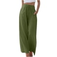 thumbnail image 1 of Pantalons Larges pour Femmes Pantalons Décontractés Unis Confortables Taille Haute Élastique Pantalons Larges Longueur Décontractée Pantalons Taille Haute pour Femmes, 1 of 6