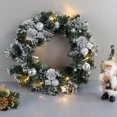 thumbnail image 1 of Couronne de Porte Lumineuse à LED Décorations de Couronne de Noël avec Boules de Pin Cintre pour Porte d'Entrée, 1 of 5
