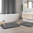 thumbnail image 2 of Set of 2 Clara Clark Bath Mat Bathroom Rug - Absorbent Memory Foam Bath Rugs - Non-Slip, Thick, Cozy Microfiber Bathrug, Plush Shower, Toilet Bathmats - Gray - Large Size 20"x32" Small Size 17”x24”, 2 of 6