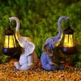 thumbnail image 4 of VONKY Outdoor Garden Statues With Solar Lantern Creating Beautifully Sculpted Elephant Decoration Statue With Solar White 1Set, 4 of 6