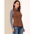 thumbnail image 4 of INSPIRE CHIC Veste Cargo Utilitaire pour Femme Sans Manches à Boutons devant en Faux Suède avec Poches TG Brun, 4 of 6