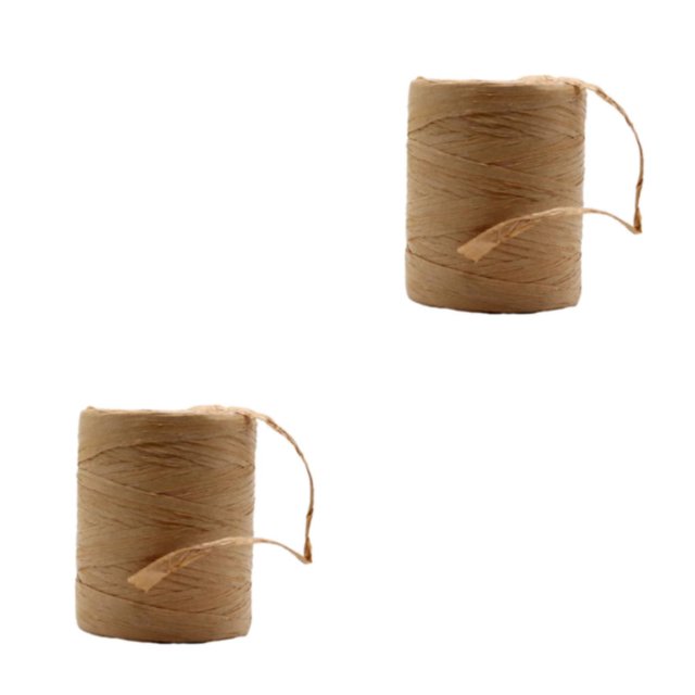 Baohd Fiber Sturdy And Durable Raffia Rope Yarn For DIY Crafts Natural Paper Ribbon Solid Crochet Yarn khaki 2Set