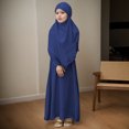 thumbnail image 2 of LUOGENLI Dress Girls Round Neck Ruffled Solid Color Dress with Pattern Flounce Maxi Dress for Girls 2025 Vacation Dark Blue 7-8Years, 2 of 4