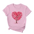 thumbnail image 4 of RKSTN Hauts pour Femmes 2024 Nouvelle Mode Printemps Été Col Rond Manches Courtes Hauts Saint-Valentin Cœur Imprimé Couleur Unie Blouse Décontractée Ample, 4 of 4