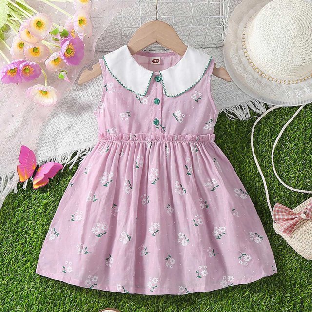 LOVZFMLL Jupe Princesse à Nœud pour Filles, Été, Manches Courtes, Volants, Dentelle, Col Rond, Broderie, en Maille