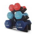 thumbnail image 1 of HolaHatha 2, 3, & 5 Lb Neoprene Dumbbell Free Hand Weight Set w/ Rack, Red/Blue, 1 of 10