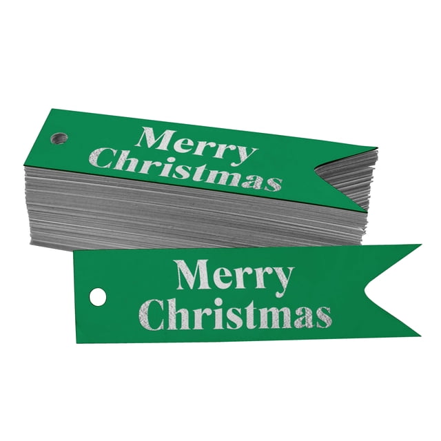 Inkdotpot Real Silver Foil Merry Christmas Tags Favor Hang Paper Tags 50 Pieces