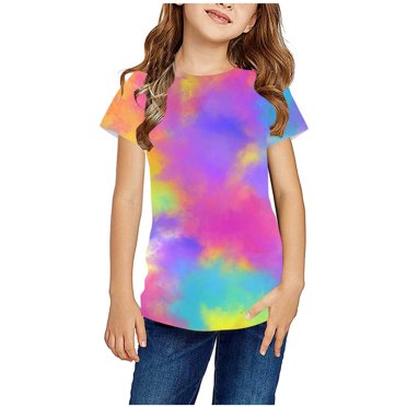 DPTALR Shirts For Kids Short Sleeve Graphic T-Shirt Round Neck Crop Top For 3-14 Years Girls And Boy T-Shirt Tee