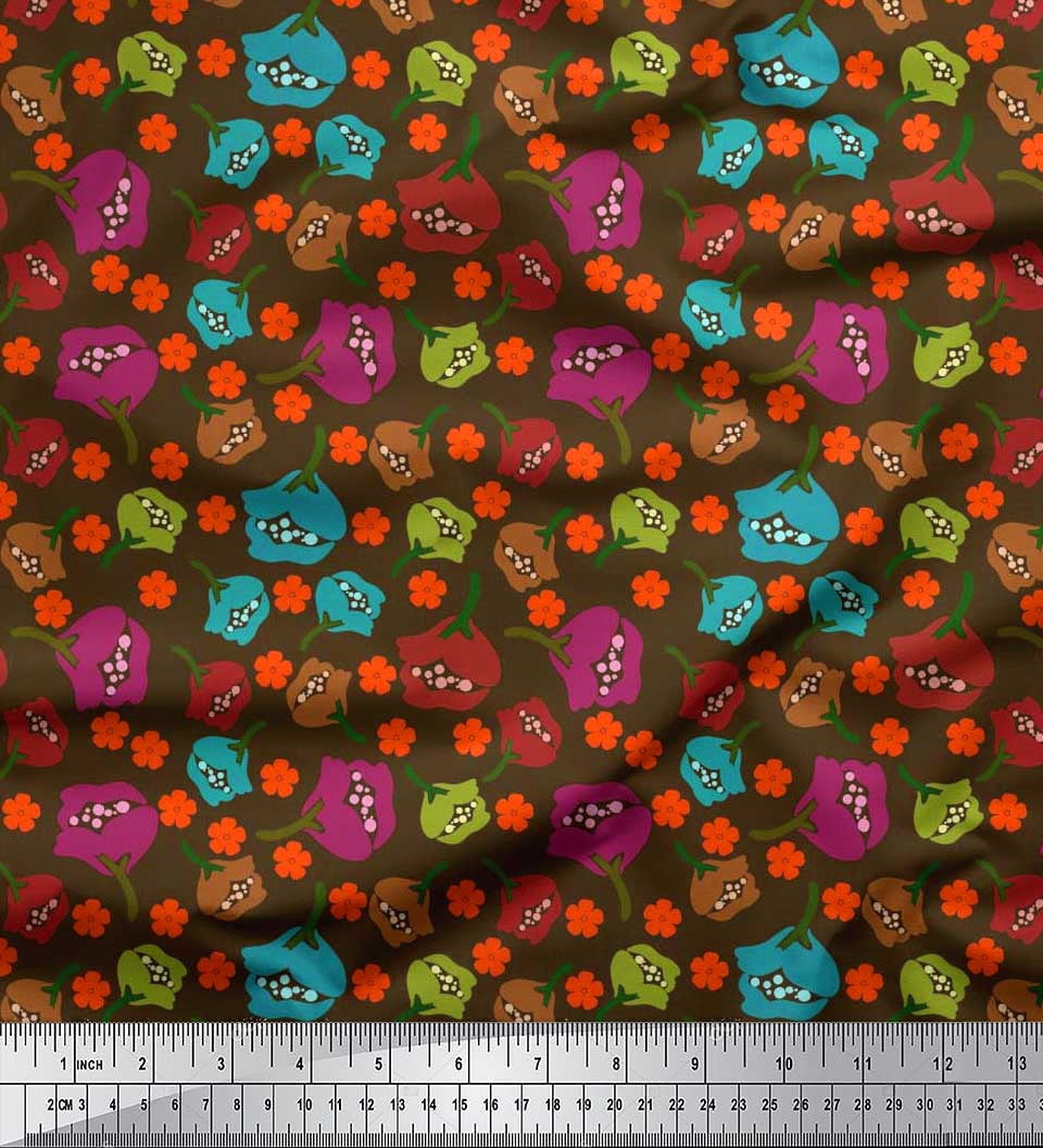 Soimoi Rayon Fabric Floral Clip Art Decor Fabric Printed Yard 56 Inch Wide