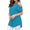 thumbnail image 1 of Timegard Womens Tops Cold Shoulder Crew Neck Short Sleeve Tunic Tops Mid Long Comfy Summer Casual, 1 of 6