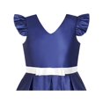thumbnail image 4 of Robe Fille Bleu Marine Col en V Ruban Contraste de Couleur 7 Ans, 4 of 6